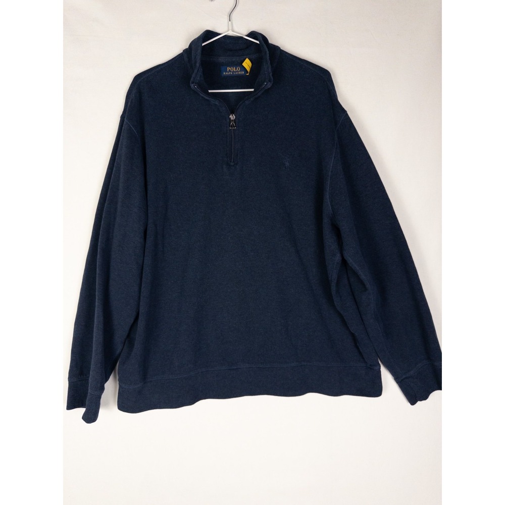 Polo Ralph Lauren Sweater XL Blue Herringbone Knit Performance Pullover‎ Casual
